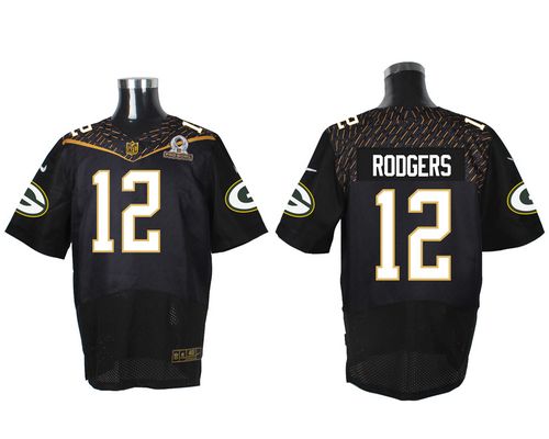Nike Packers #12 Aaron Rodgers Black 2016 Pro Bowl Men's Stitched NFL Elite Jersey - Click Image to Close
